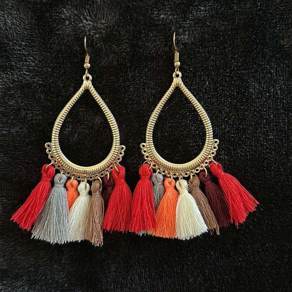 Boho Earrings thread work hangings
